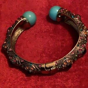 Heidi Daus Armed with Charm Turquoise Bracelet Hinged